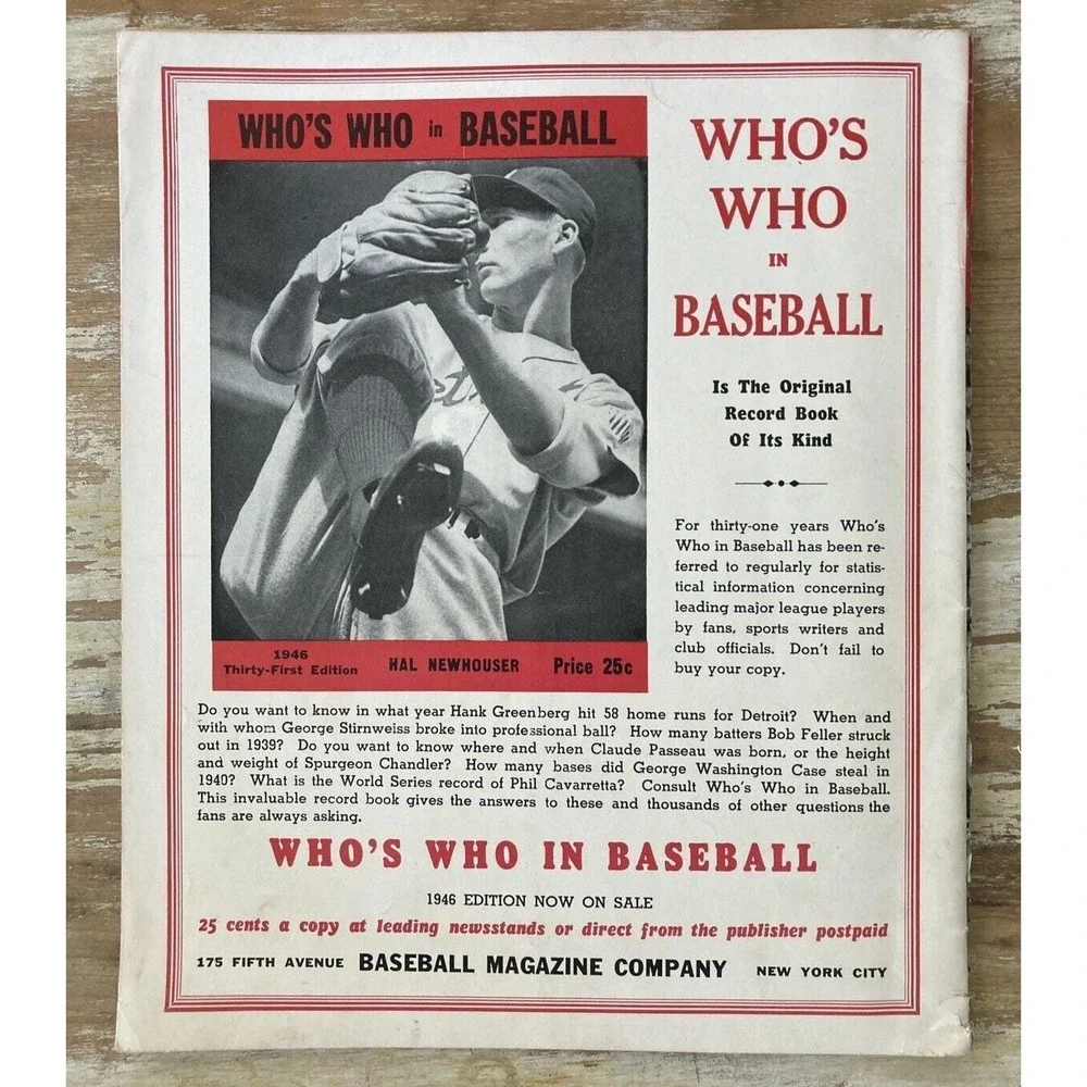 Vintage sports Baseball Magazine June 1946 Crash Davis Joe Dimaggio Tom Henrich